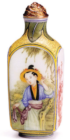 清料胎琺瑯彩人物圖鼻煙壺 方寸之間的藝術(shù)瑰寶